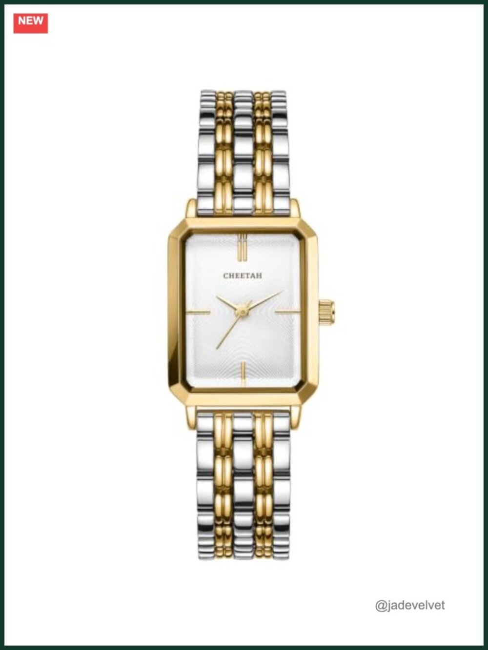 Dainty Two Tone Stainless Steel Rectangular Bracelet Watch